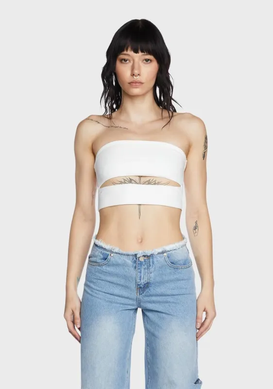 White Darcey Cut-Out Tube Top sold by Dolls Kill