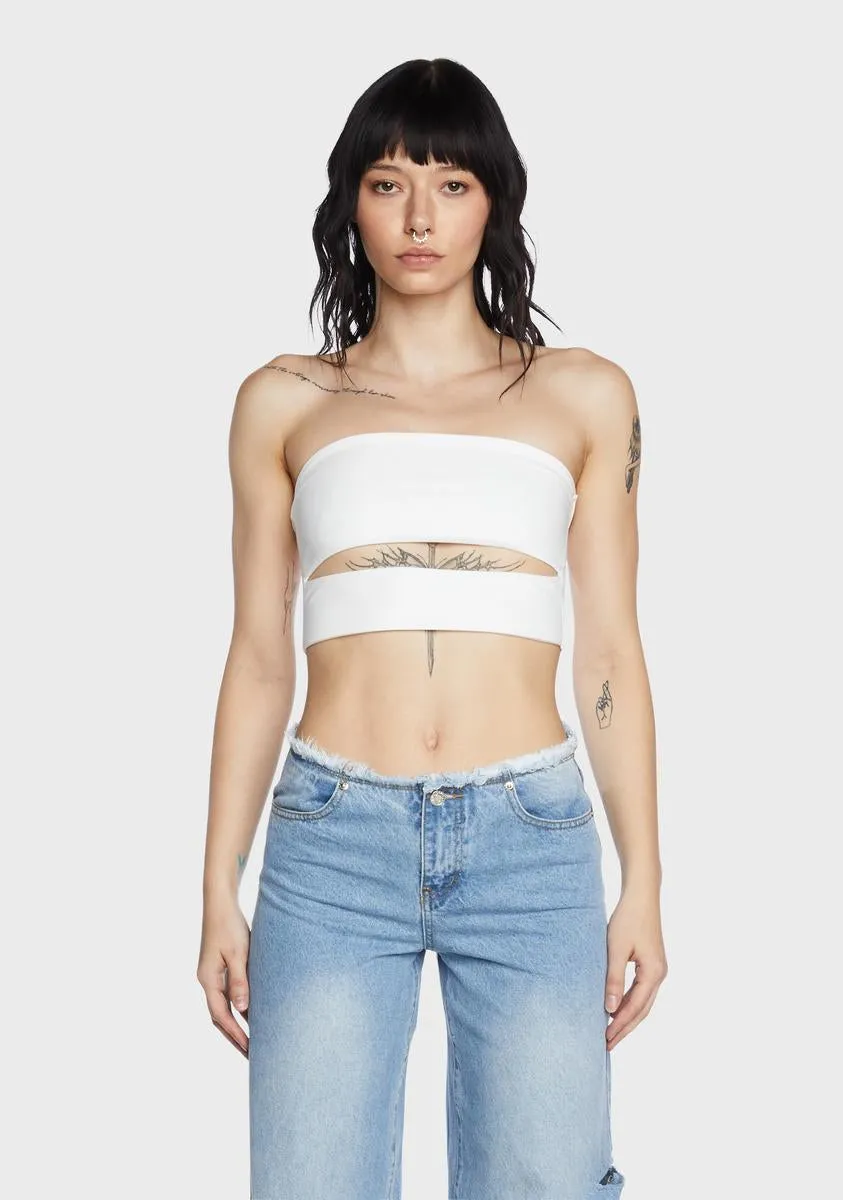 White Darcey Cut-Out Tube Top sold by Dolls Kill
