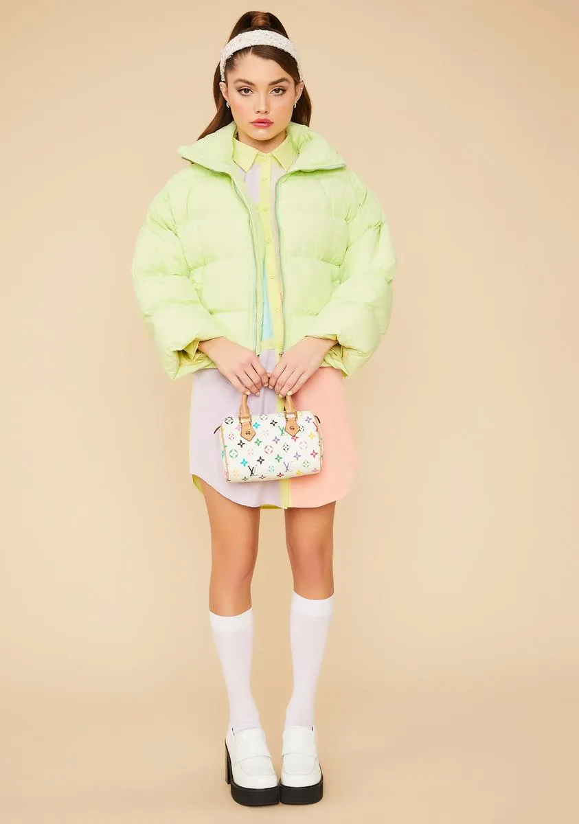 Lime Cuddle Bug Cropped Puffer Jacket sold by Dolls Kill product image thumbnail 3