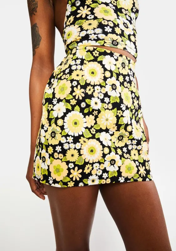 Retro Floral Ima Mini Skirt sold by Dolls Kill