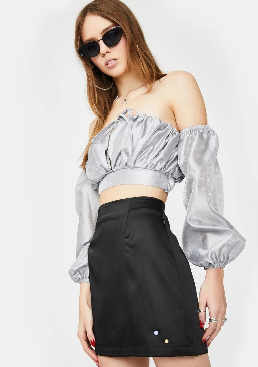 Double Rhinestone Silky Skirt sold by Dolls Kill product image thumbnail 2