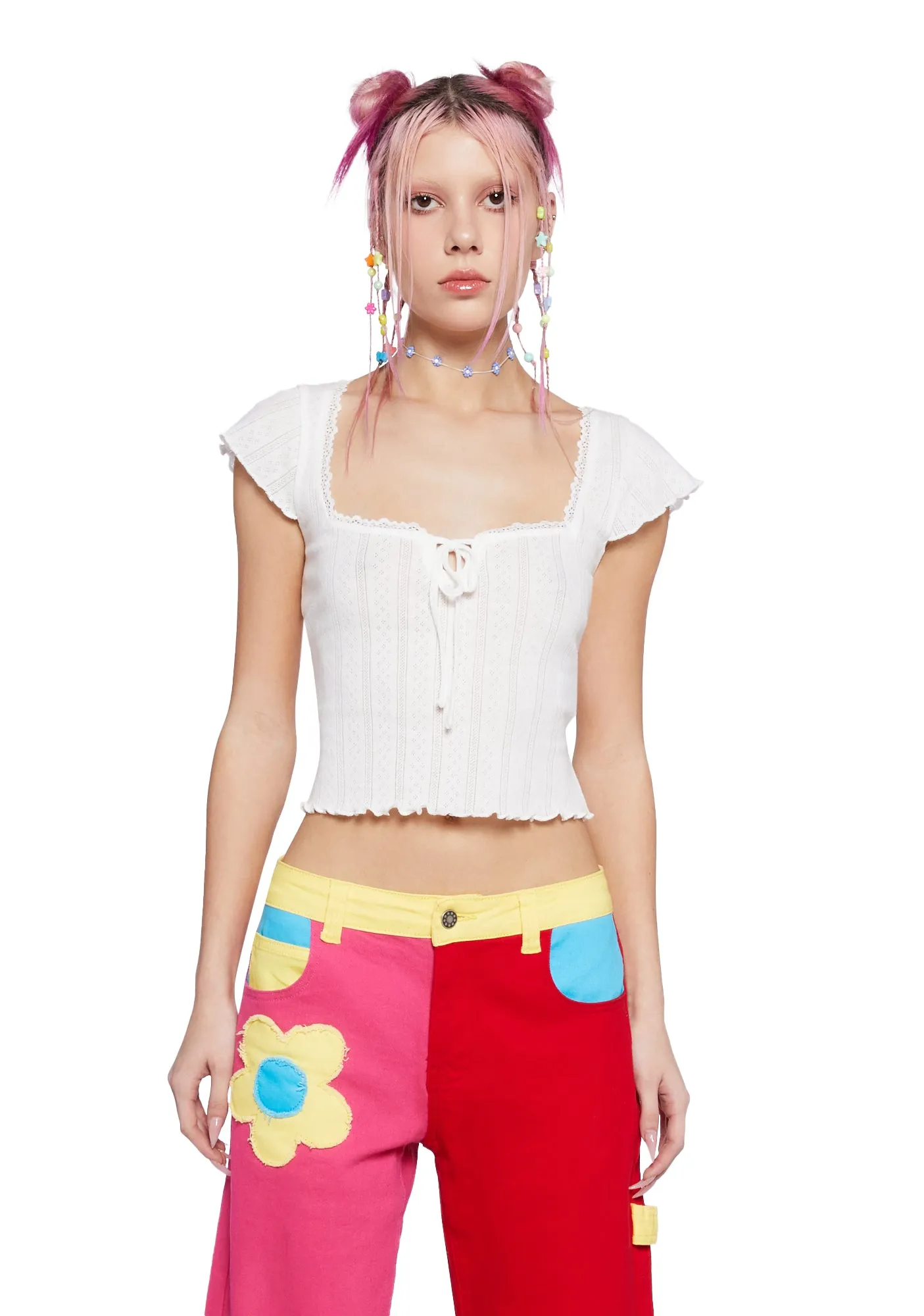 No Serious Commitment Crop Top - Off White sold by Dolls Kill