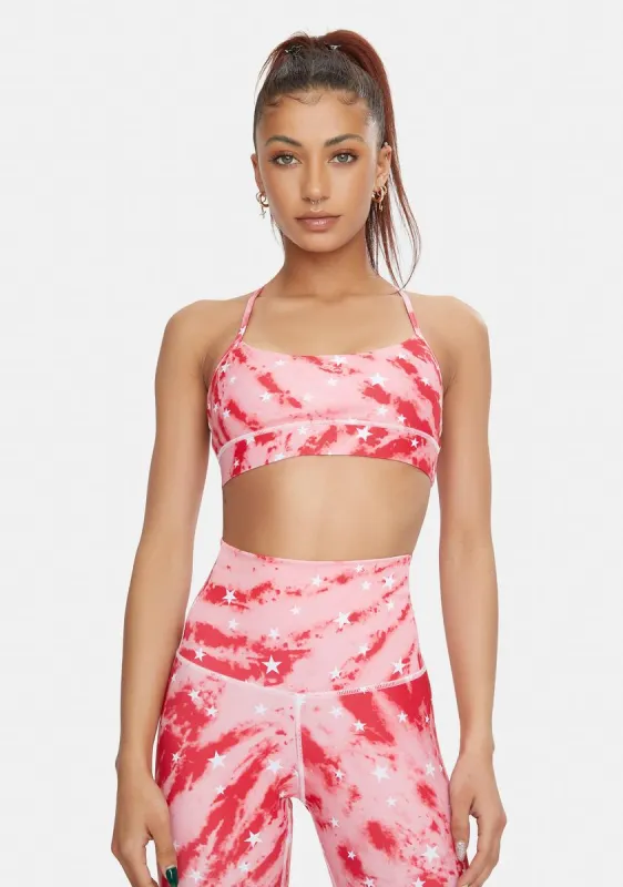 Tie Dye Stars Spaghetti Sports Bra sold by Dolls Kill