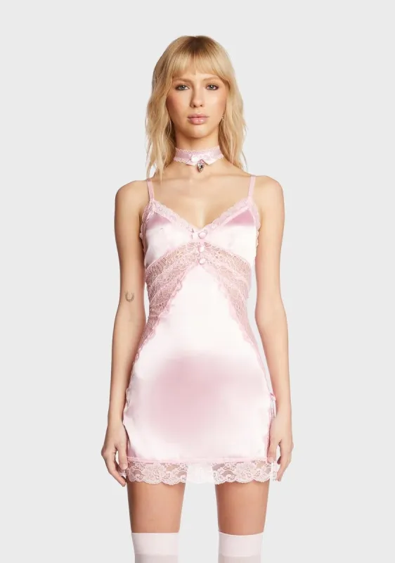 Blush Outdoor Courtship Slip Dress sold by Dolls Kill