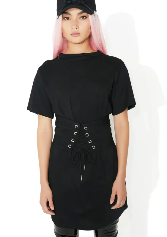 Lace Up Cincher T Dress sold by Dolls Kill