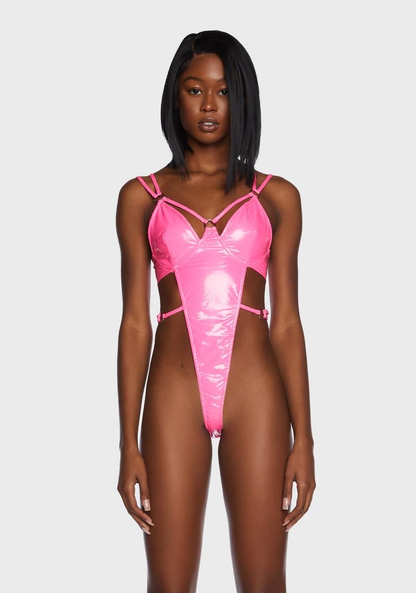 Cutting It Close Vinyl Bodysuit sold by Dolls Kill