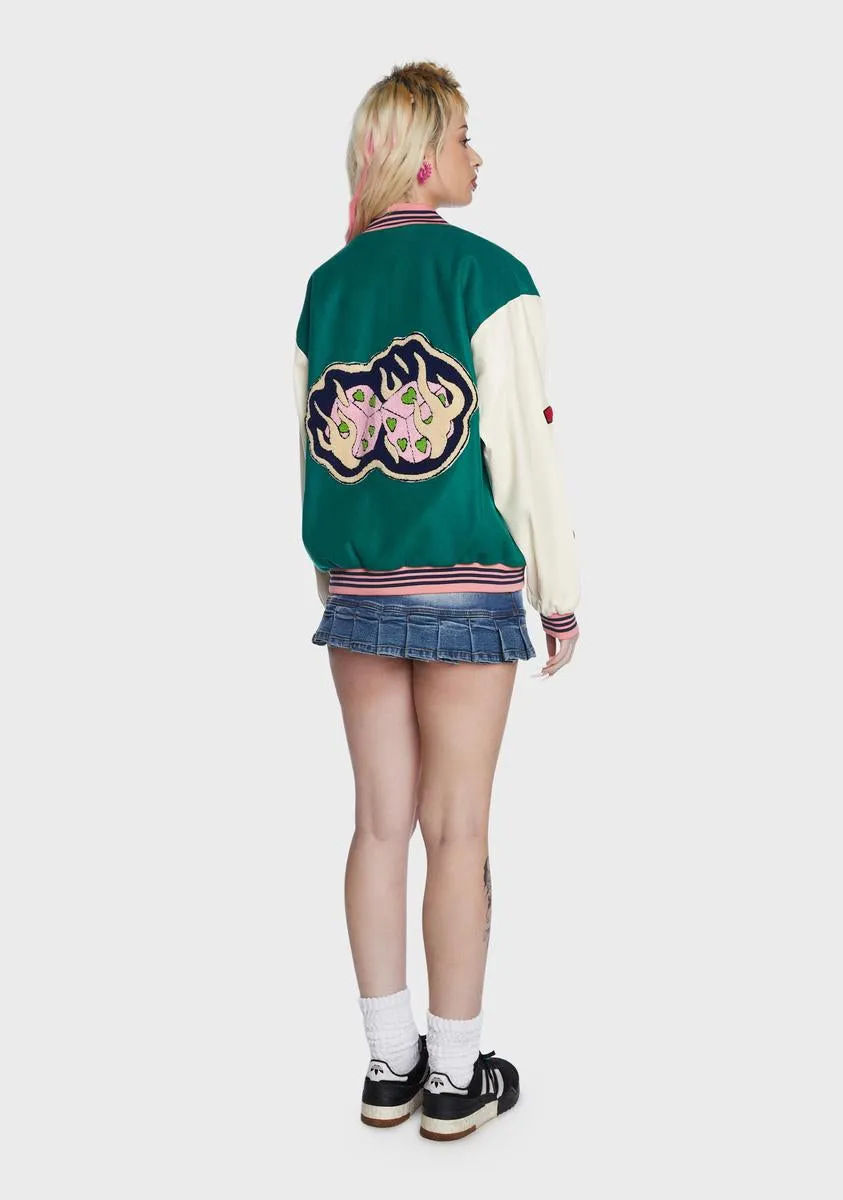 Embroidered Patch Green Varsity Jacket sold by Dolls Kill product image thumbnail 5