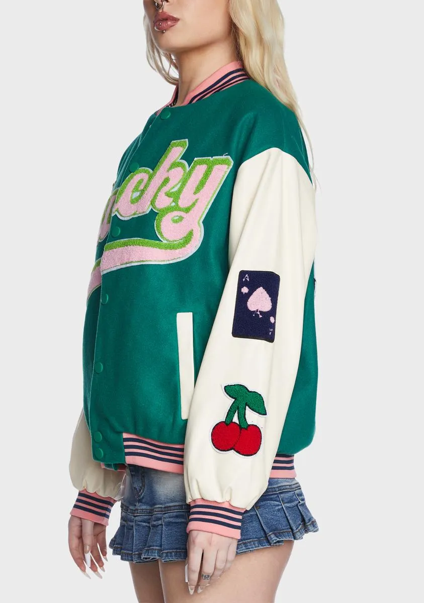 Embroidered Patch Green Varsity Jacket sold by Dolls Kill product image thumbnail 2