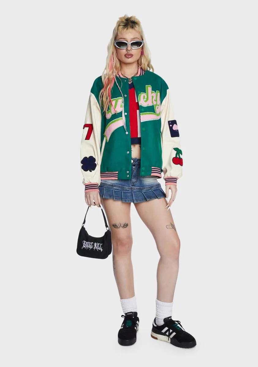 Embroidered Patch Green Varsity Jacket sold by Dolls Kill product image thumbnail 3