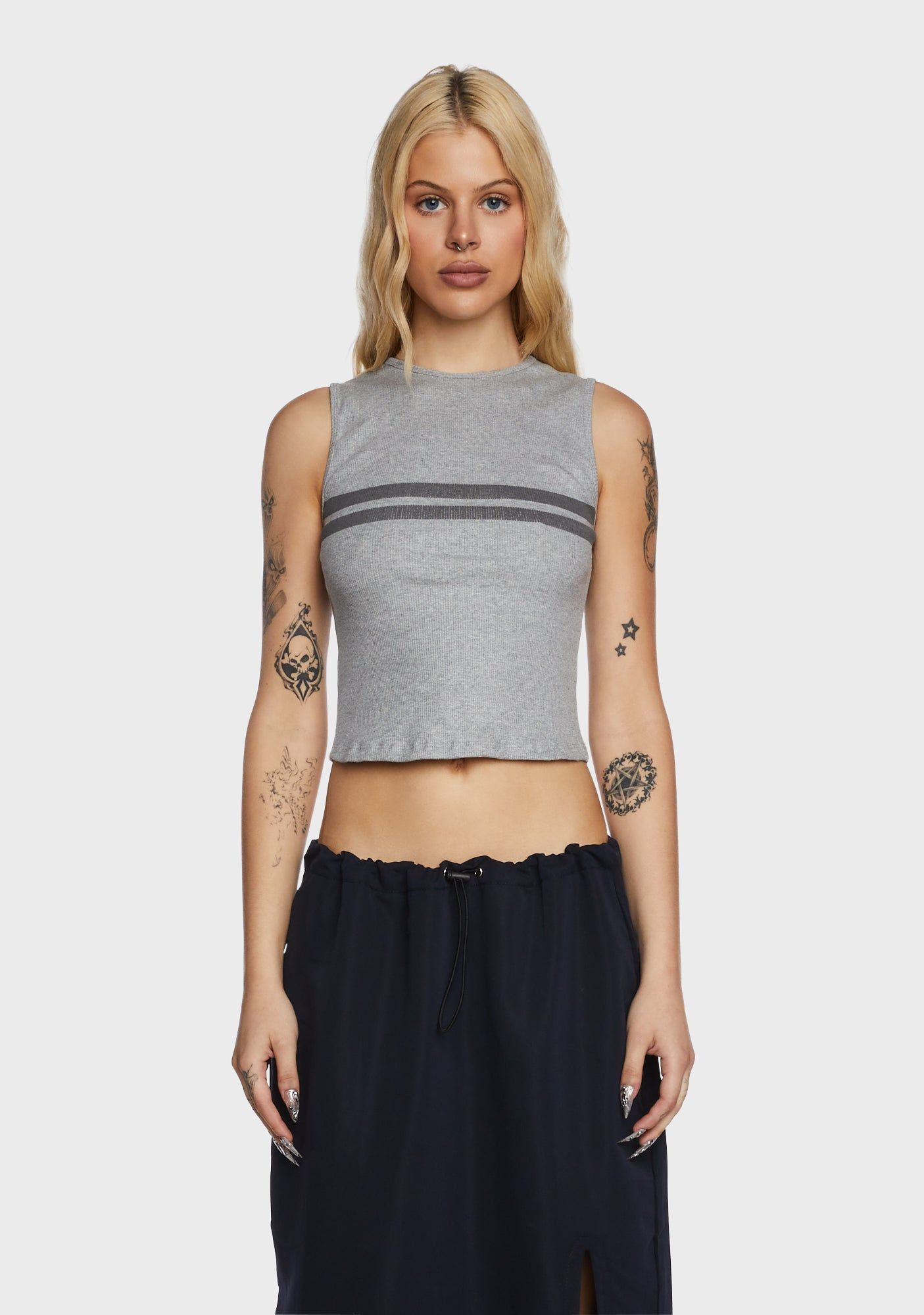 Monlo Vest Top - Gray sold by Dolls Kill