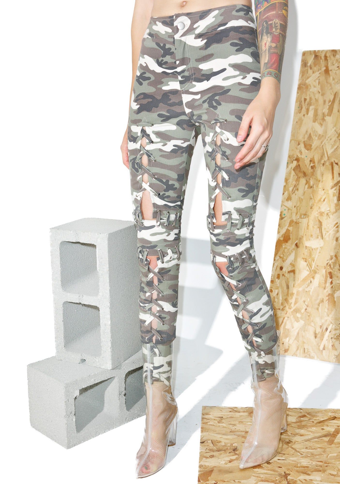 Camo Laced Pants sold by Dolls Kill product image thumbnail 4