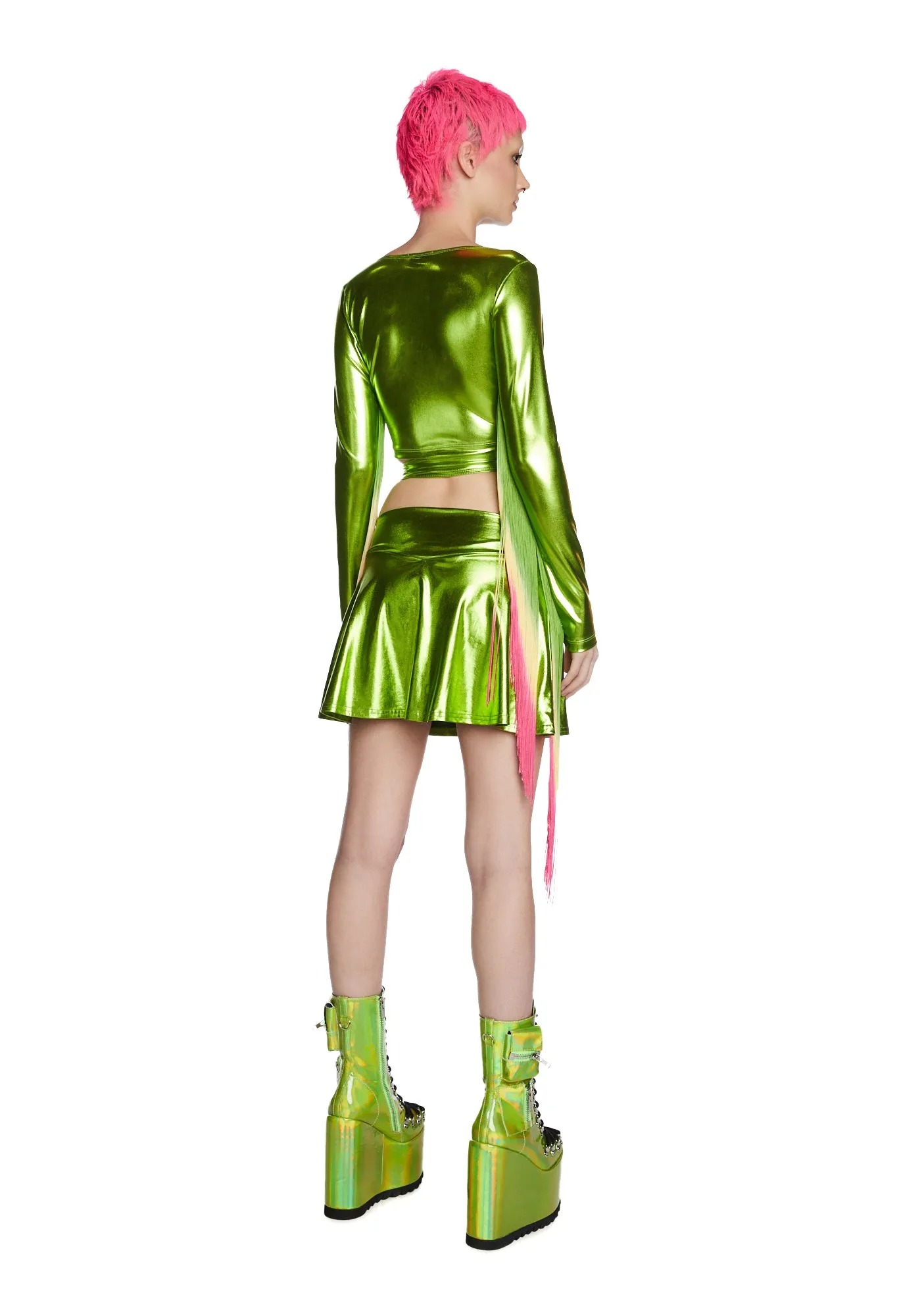 Euphoric Element Fringe Wrap Top - Lime sold by Dolls Kill product image thumbnail 3