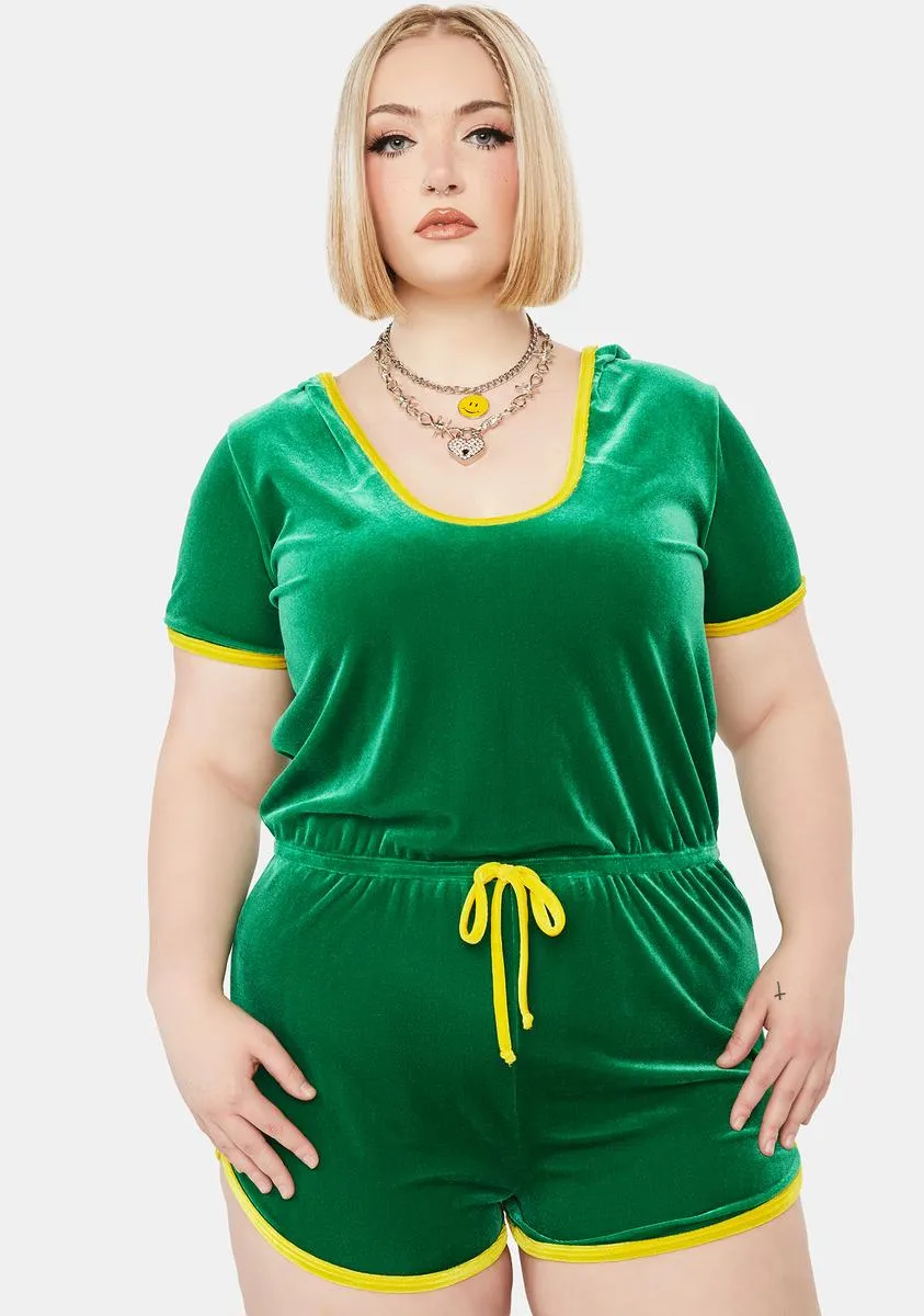 Plus Fun Challenge Velour Romper sold by Dolls Kill