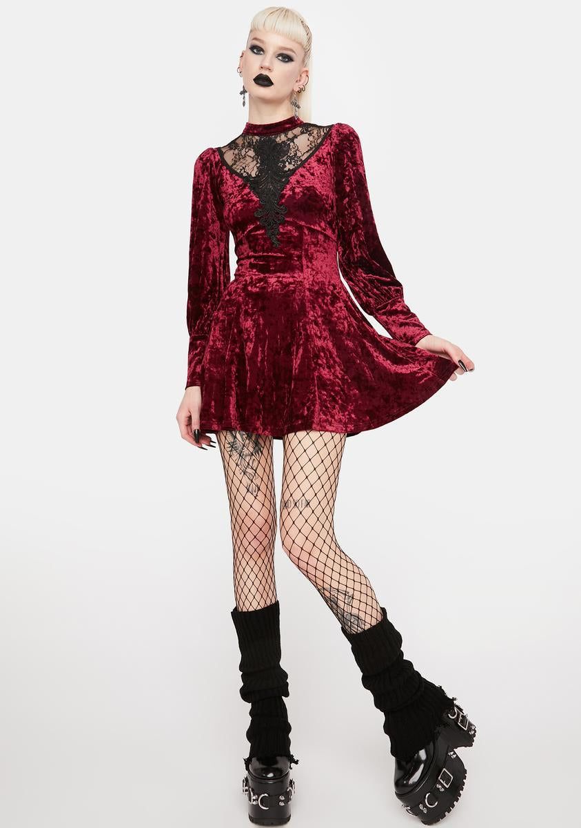 Wine Velvet Dress sold by Dolls Kill product image thumbnail 3