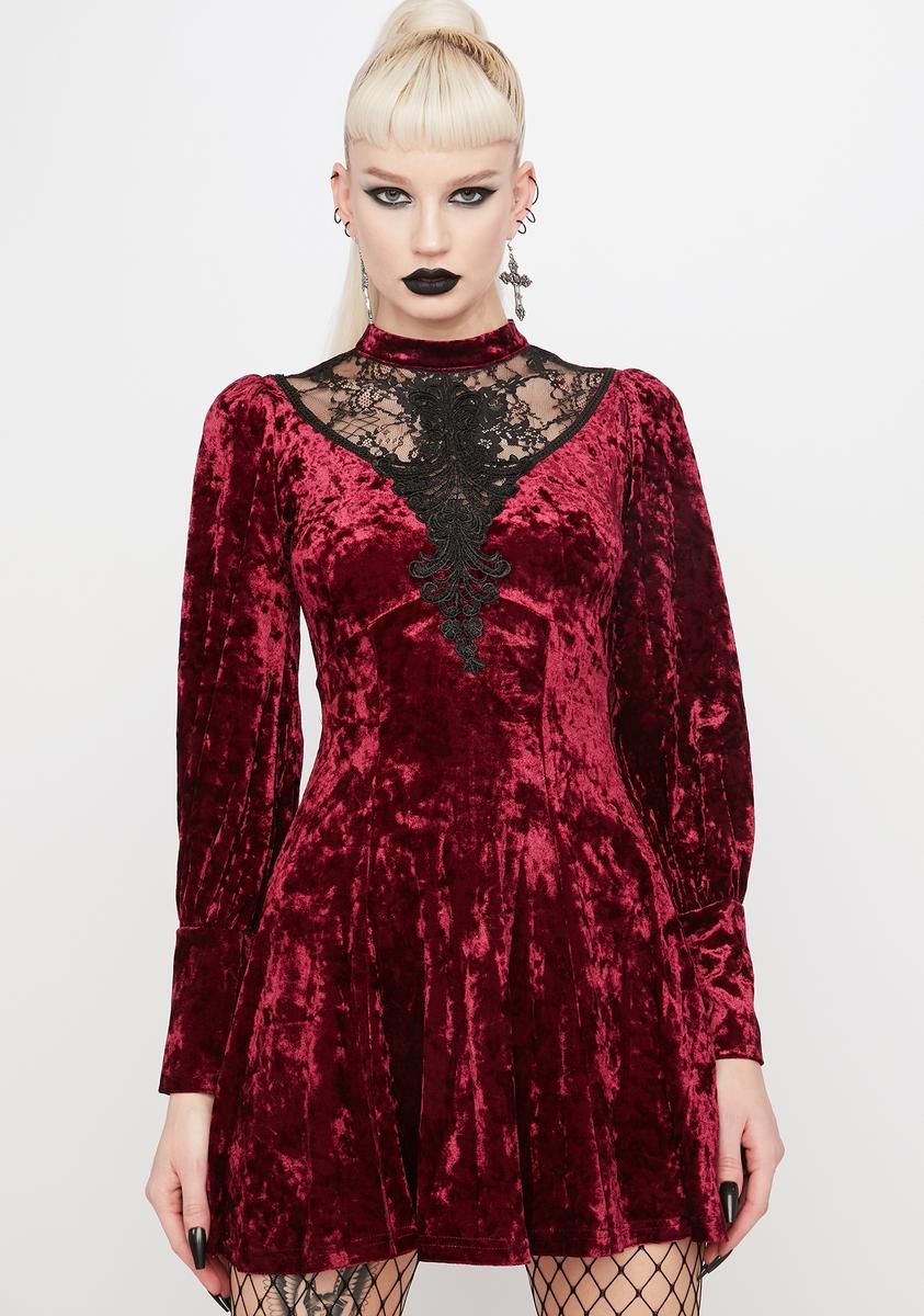 Wine Velvet Dress sold by Dolls Kill