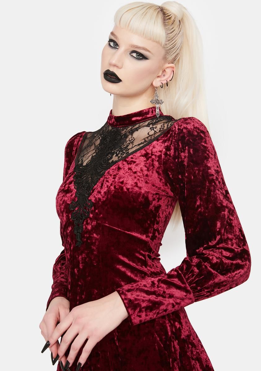 Wine Velvet Dress sold by Dolls Kill product image thumbnail 2