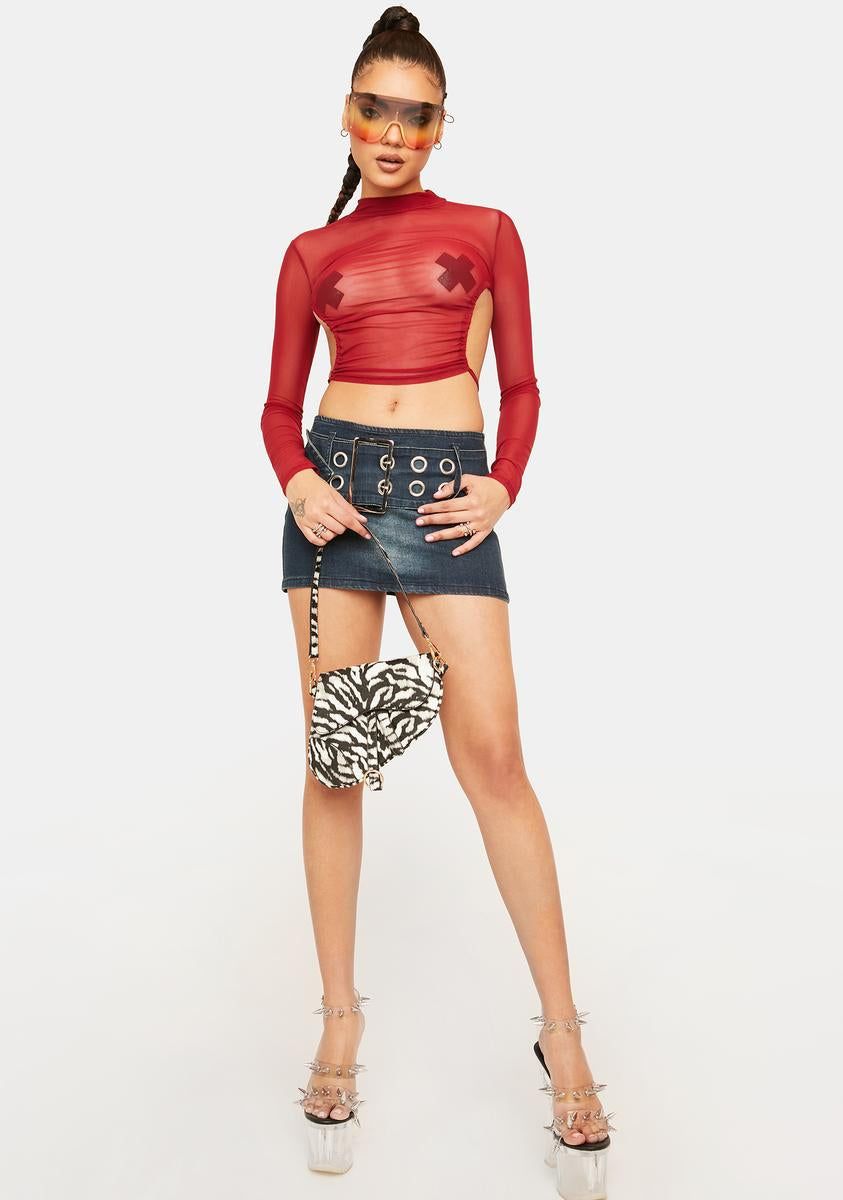 Burn My Jewels On Sheer Mock Neck Crop Top sold by Dolls Kill product image thumbnail 3
