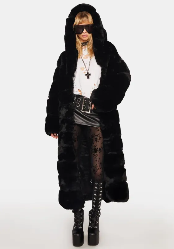 Black Luxe Jenny Faux Fur Coat sold by Dolls Kill
