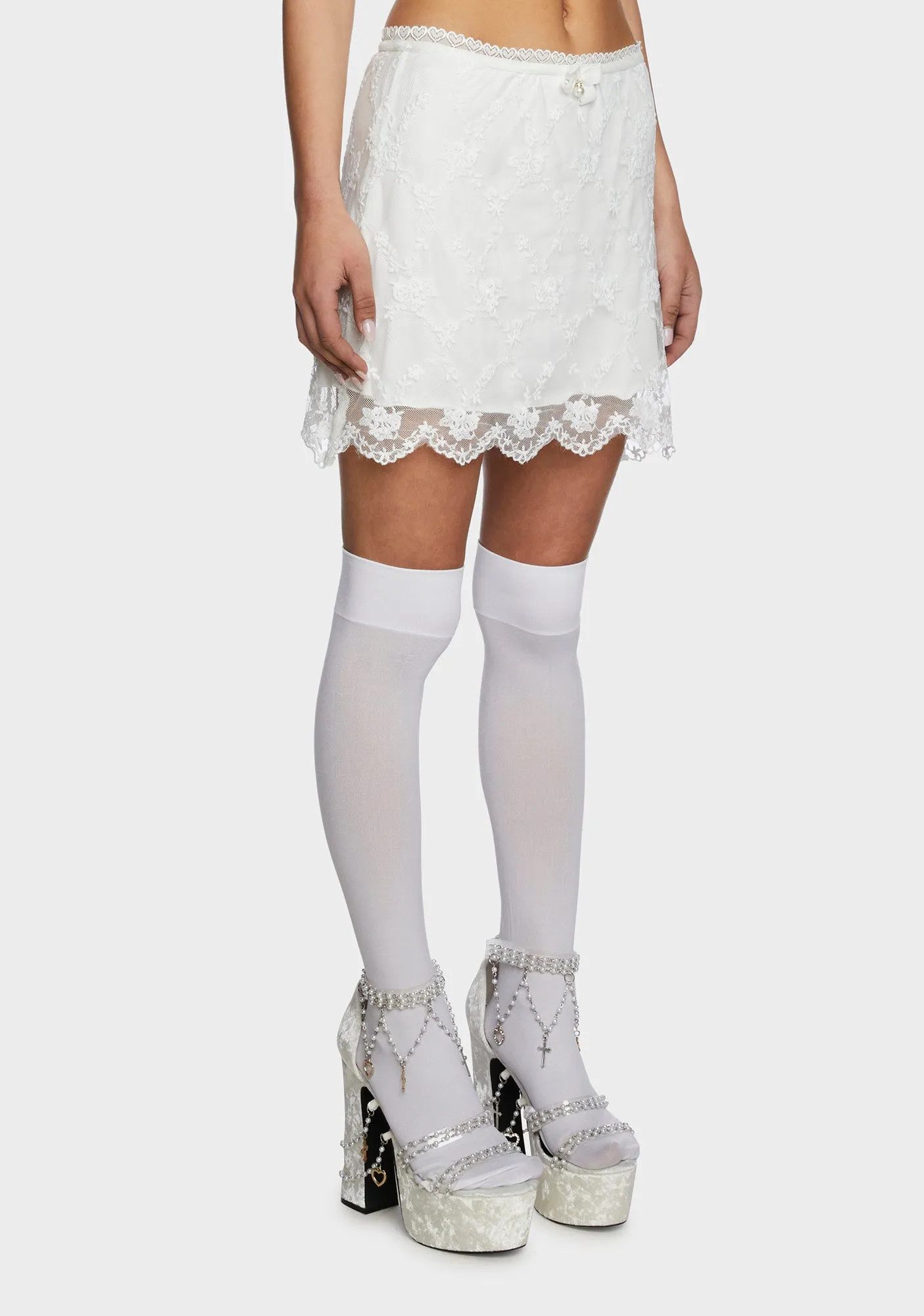 Count The Ways Lace Skirt - White sold by Dolls Kill product image thumbnail 4