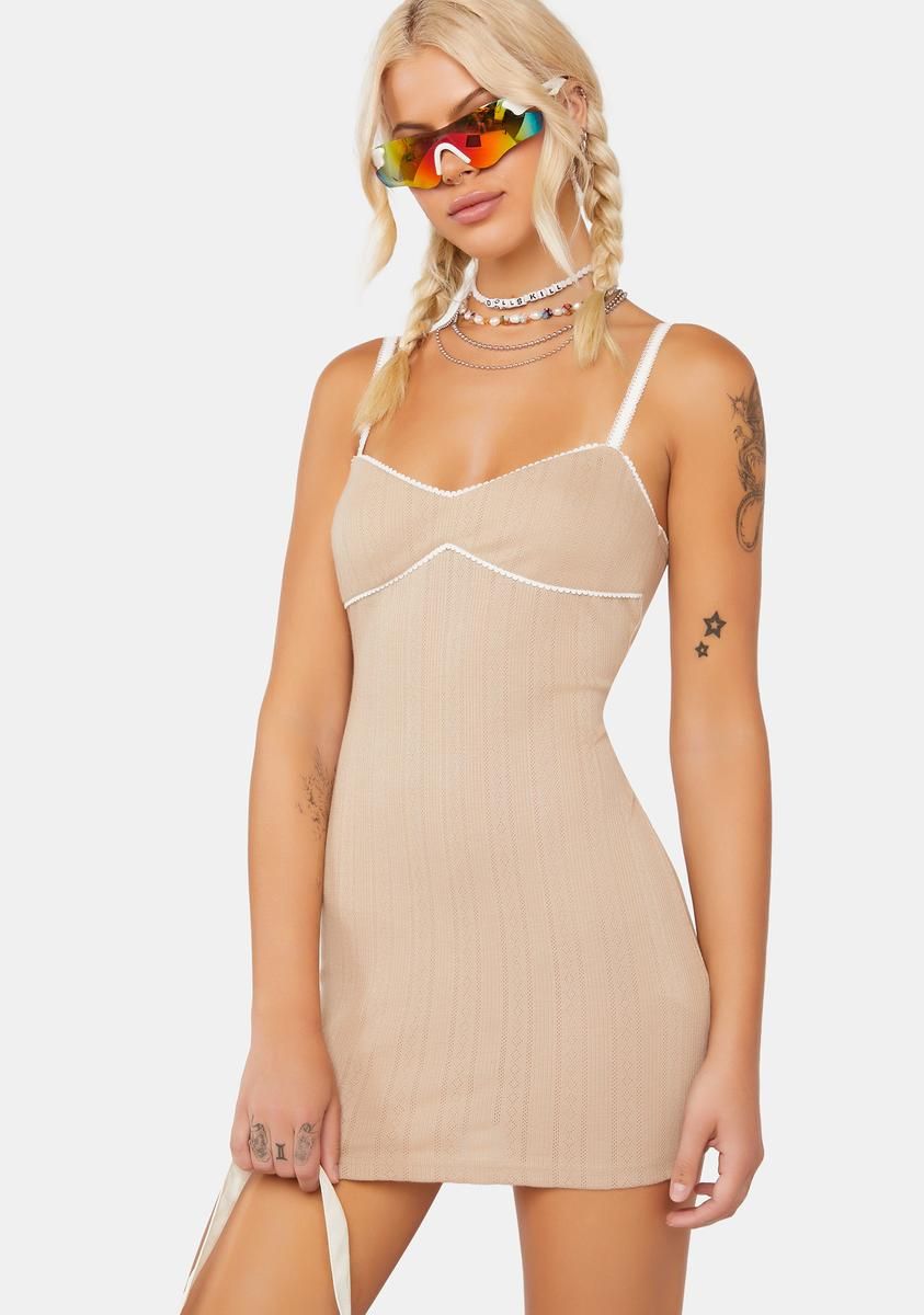 Beige Pointelle Mini Dress sold by Dolls Kill product image thumbnail 2