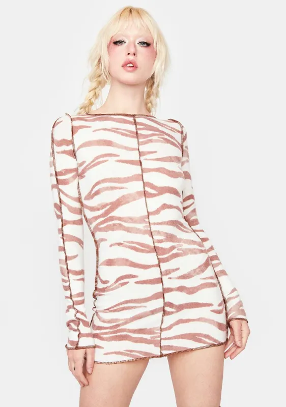 Mauve Zebra Mini Dress sold by Dolls Kill