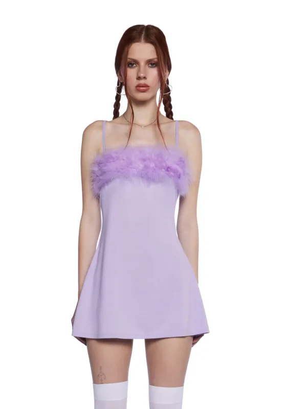 Flirty N' Thriving Marabou Dress - Lavender sold by Dolls Kill