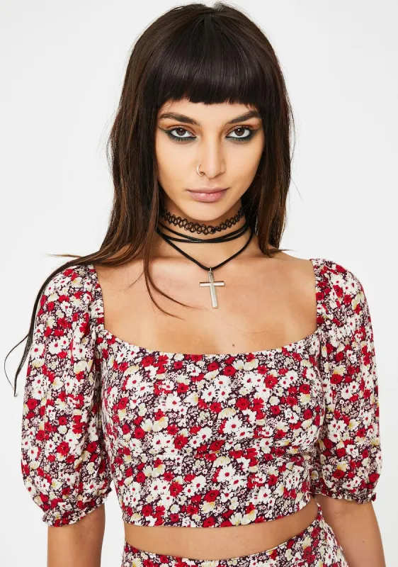 Floral Silvia Crop Top sold by Dolls Kill