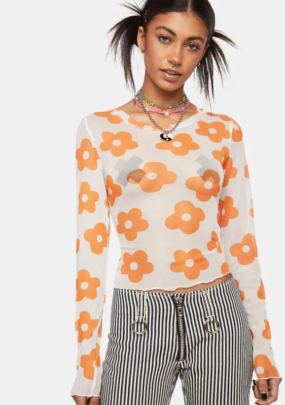 Ditsy Floral Mesh Top sold by Dolls Kill