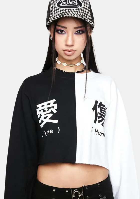Love Hurts Cropped Sweatshirt made by Dolls Kill