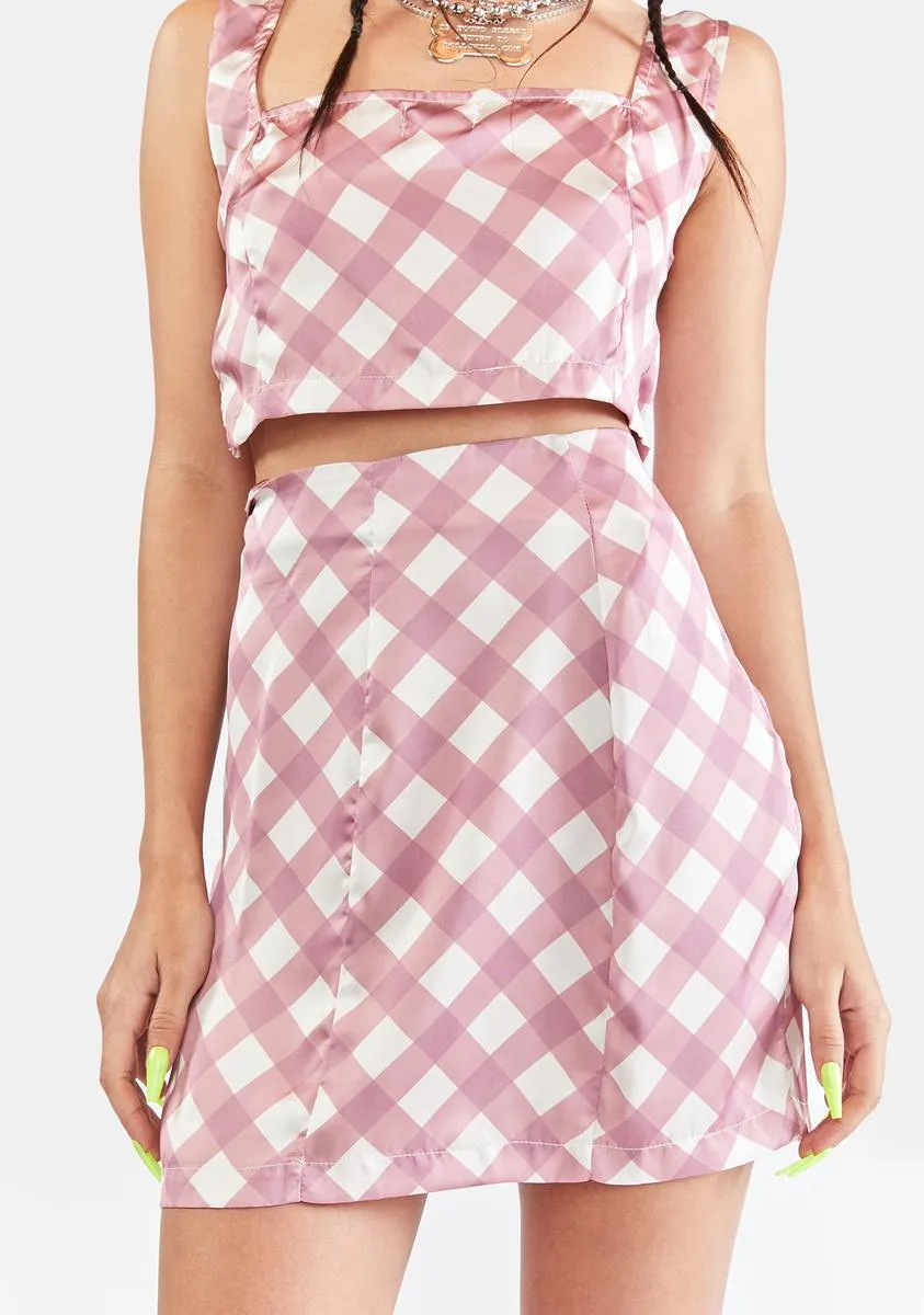 Blush Diagonal Checkered Skirt sold by Dolls Kill