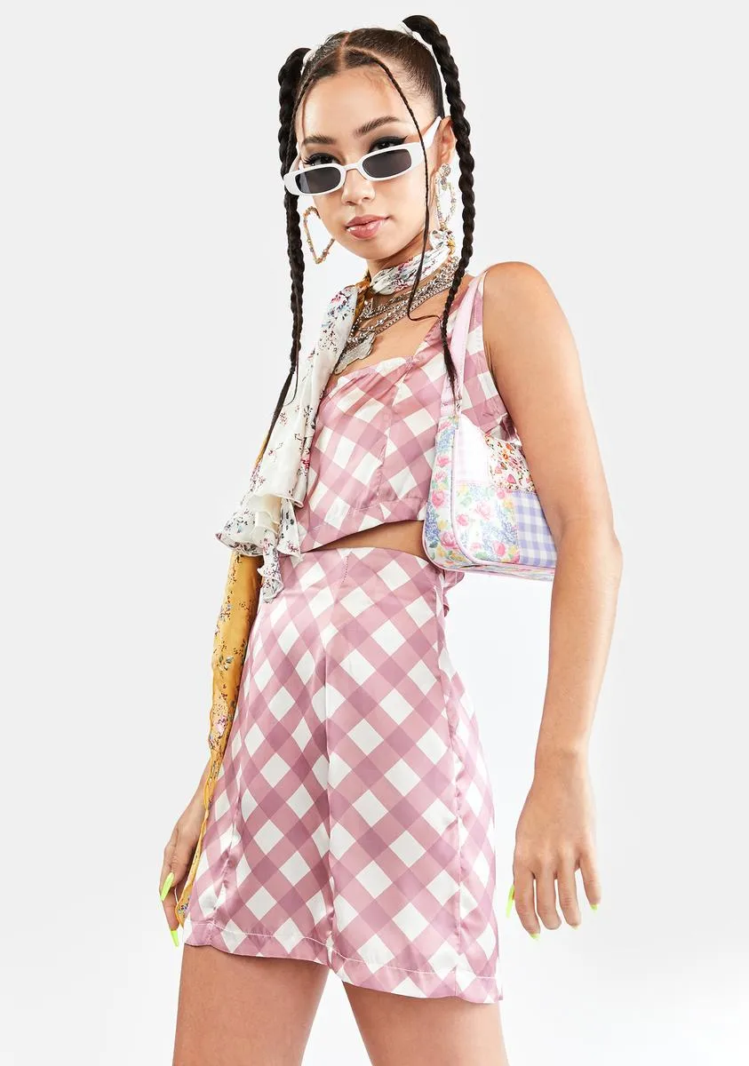 Blush Diagonal Checkered Skirt sold by Dolls Kill product image thumbnail 2