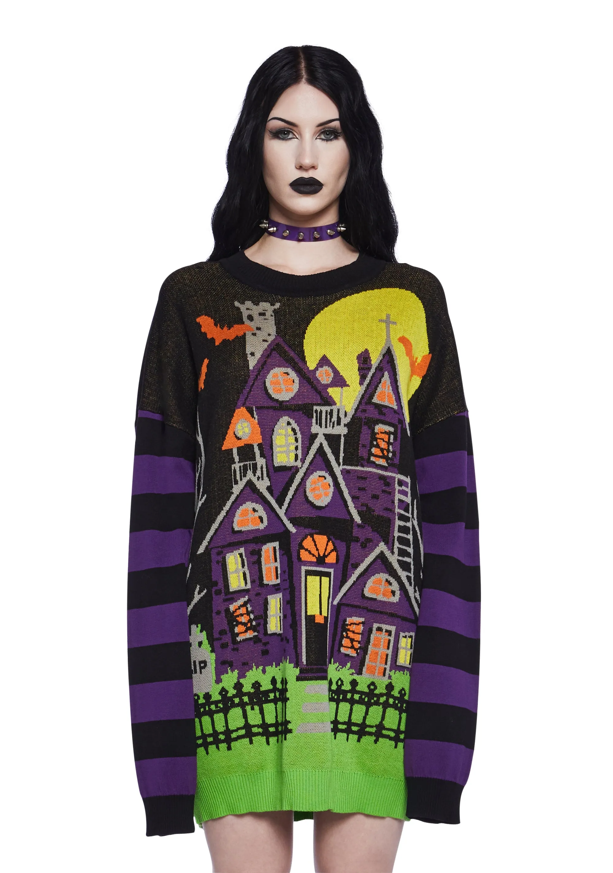 Eerie Estate Intarsia Sweater sold by Dolls Kill