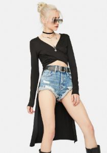 Picking Sides Wrap High Low Top sold by Dolls Kill