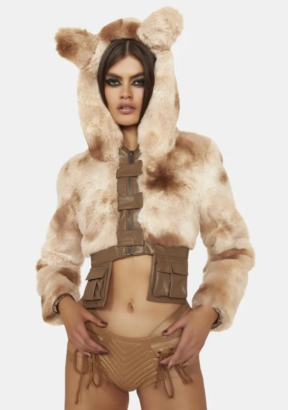 Bear In Mind Faux Fur Jacket sold by Dolls Kill