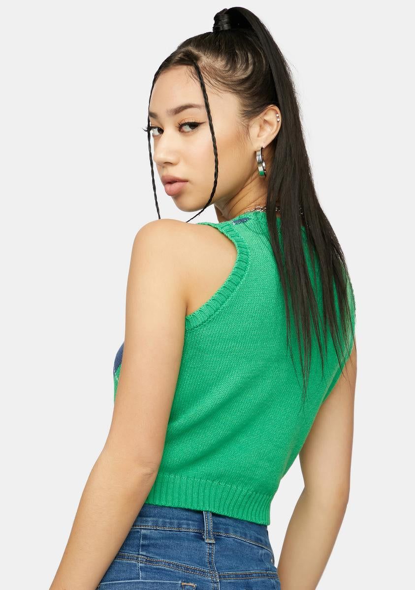 Isle Edge Of Heaven Cropped Argyle Vest sold by Dolls Kill product image thumbnail 4