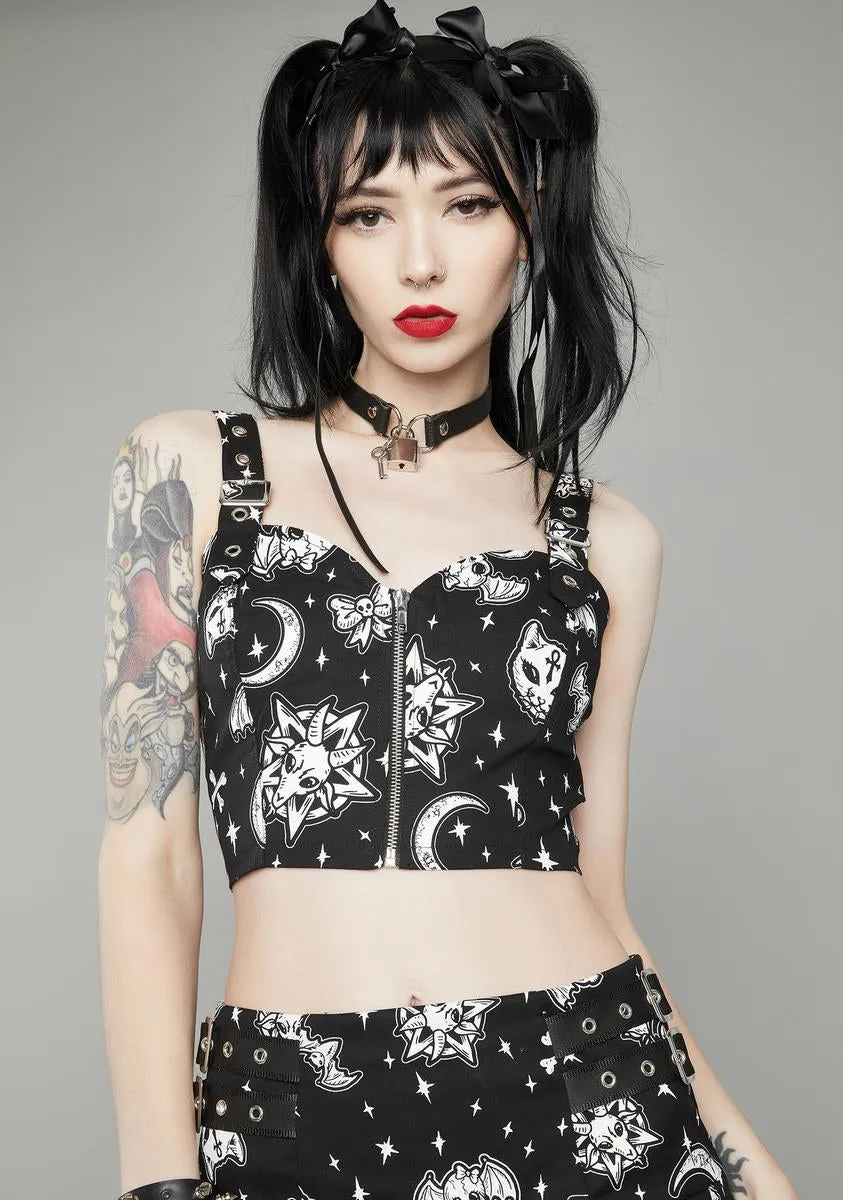 Dark Greetings Bustier Crop Top sold by Dolls Kill