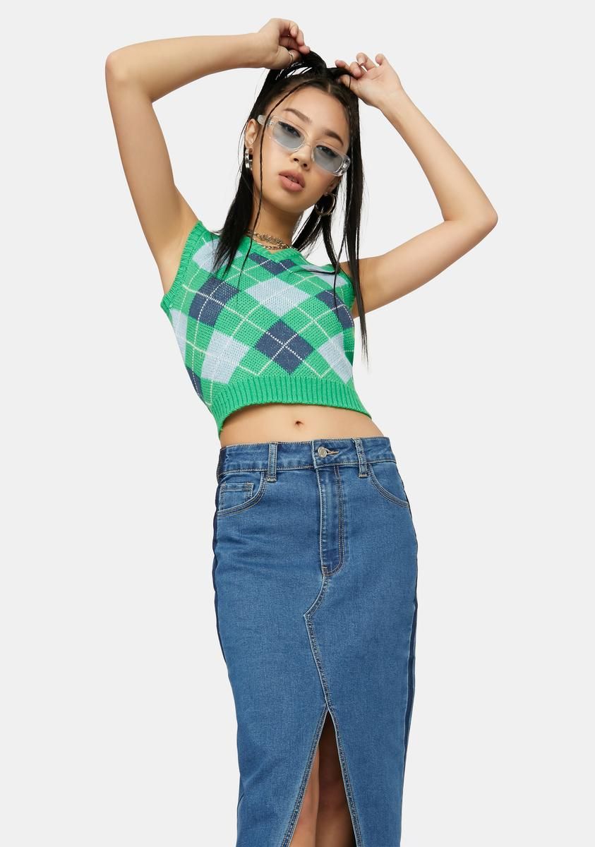 Isle Edge Of Heaven Cropped Argyle Vest sold by Dolls Kill product image thumbnail 2