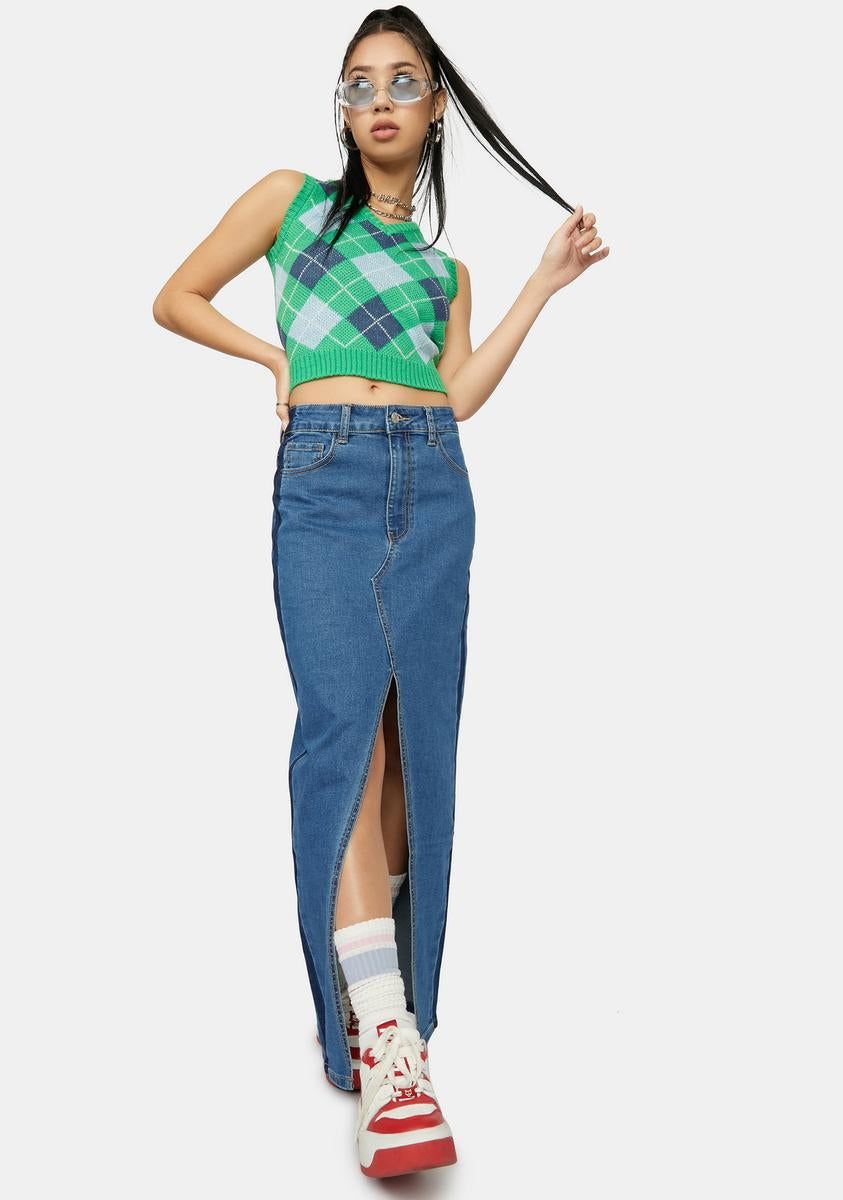 Isle Edge Of Heaven Cropped Argyle Vest sold by Dolls Kill product image thumbnail 3