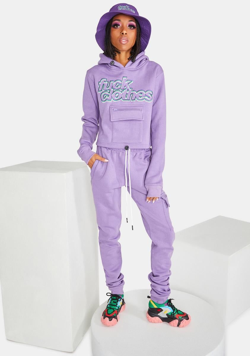 Purple Fuck Clothes Jogger Set sold by Dolls Kill