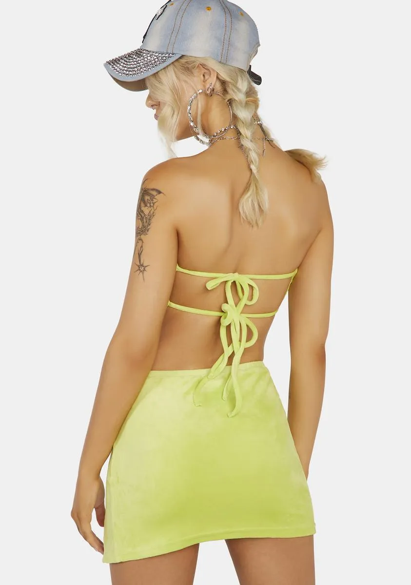 Lime Anything For You Velour Skirt Set sold by Dolls Kill product image thumbnail 4