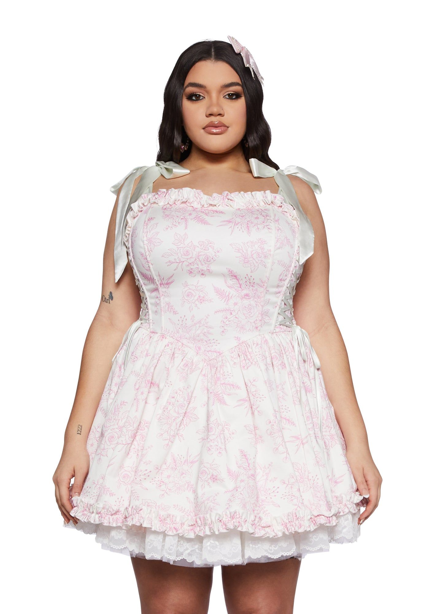 Plus Takes The Cake Mini Dress - Pink Floral sold by Dolls Kill