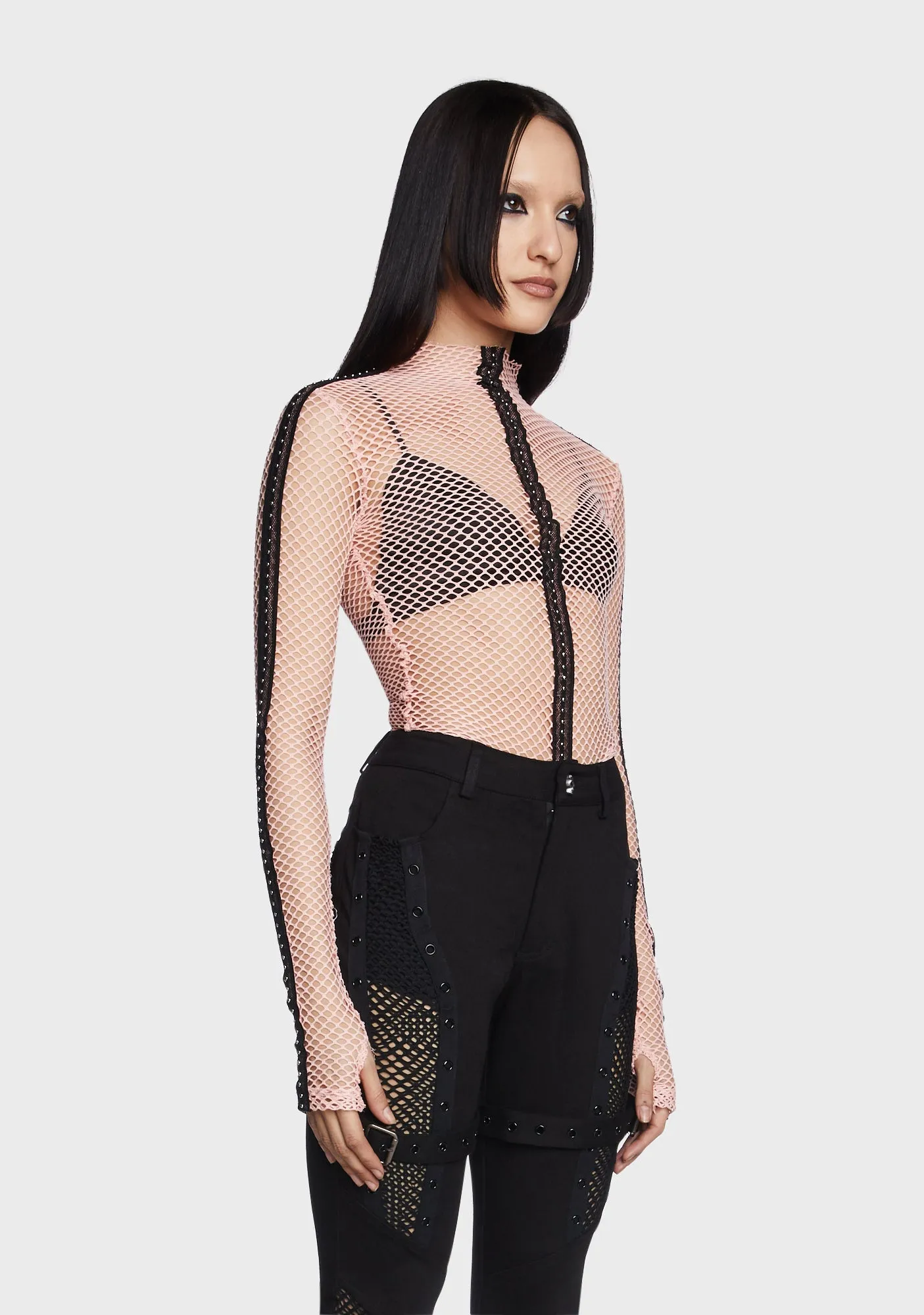 Punk Elastic Mesh T-Shirt - Pink sold by Dolls Kill product image thumbnail 4