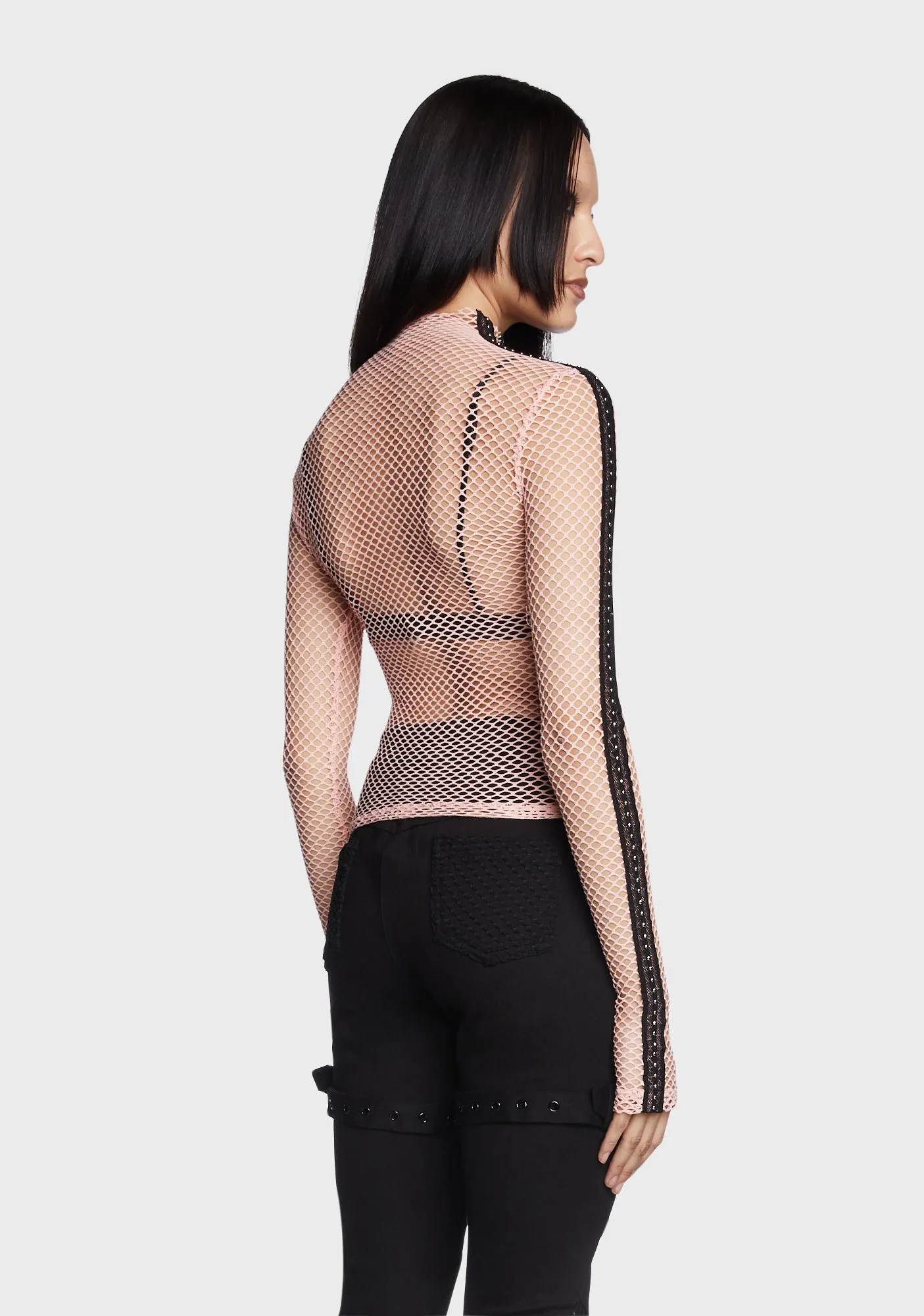 Punk Elastic Mesh T-Shirt - Pink sold by Dolls Kill product image thumbnail 3