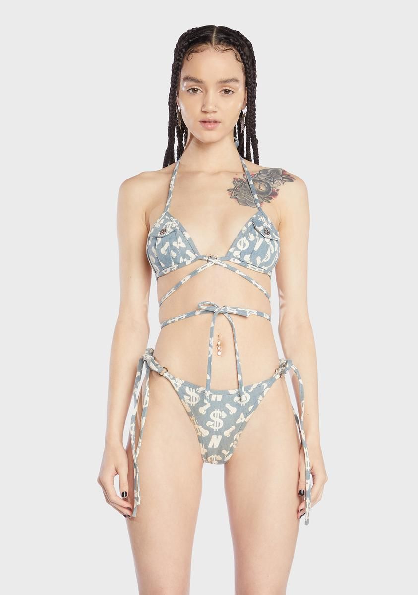 Monogram Denim Bra Top sold by Dolls Kill