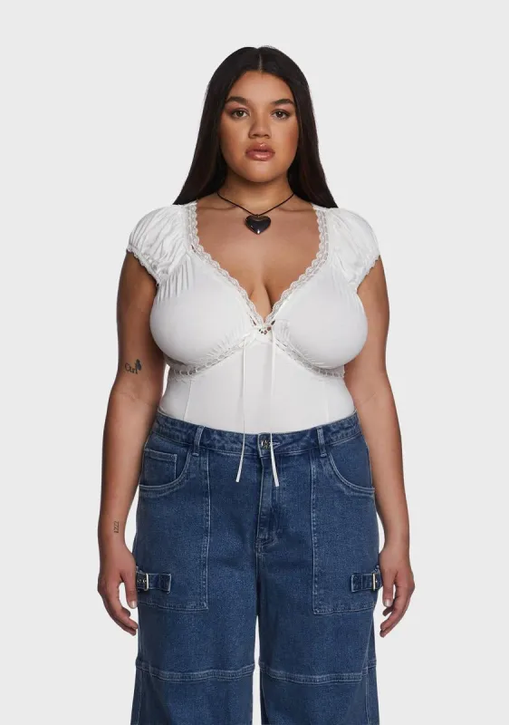 Plus Queen Of Spring Lace Trim Top sold by Dolls Kill