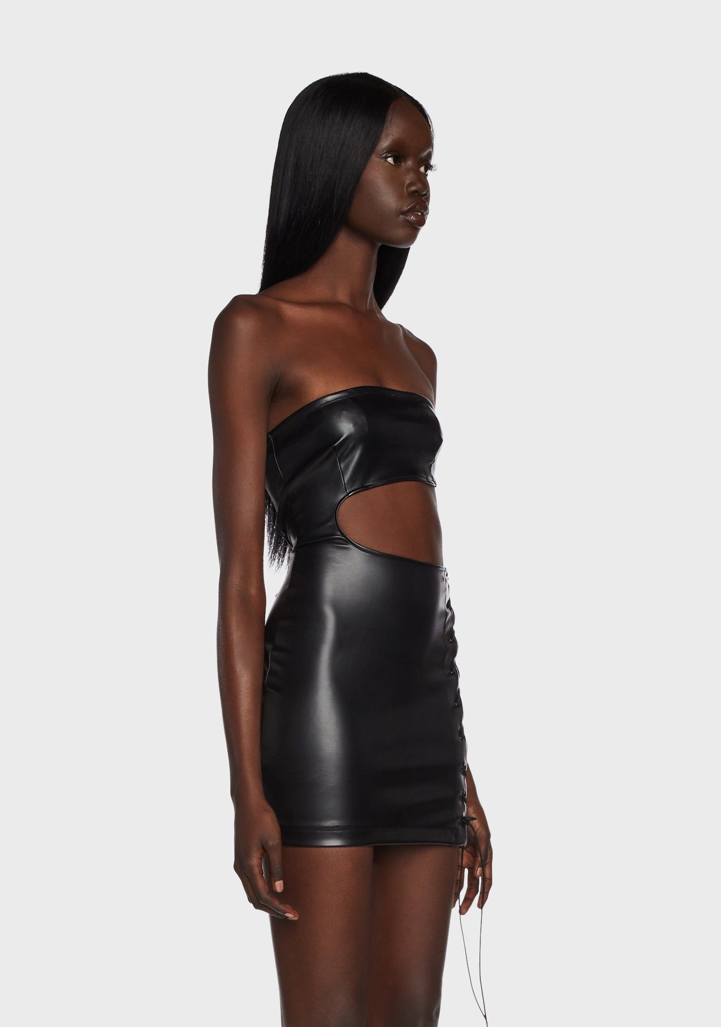 Faux Leather Side Lace Up Dress sold by Dolls Kill product image thumbnail 3