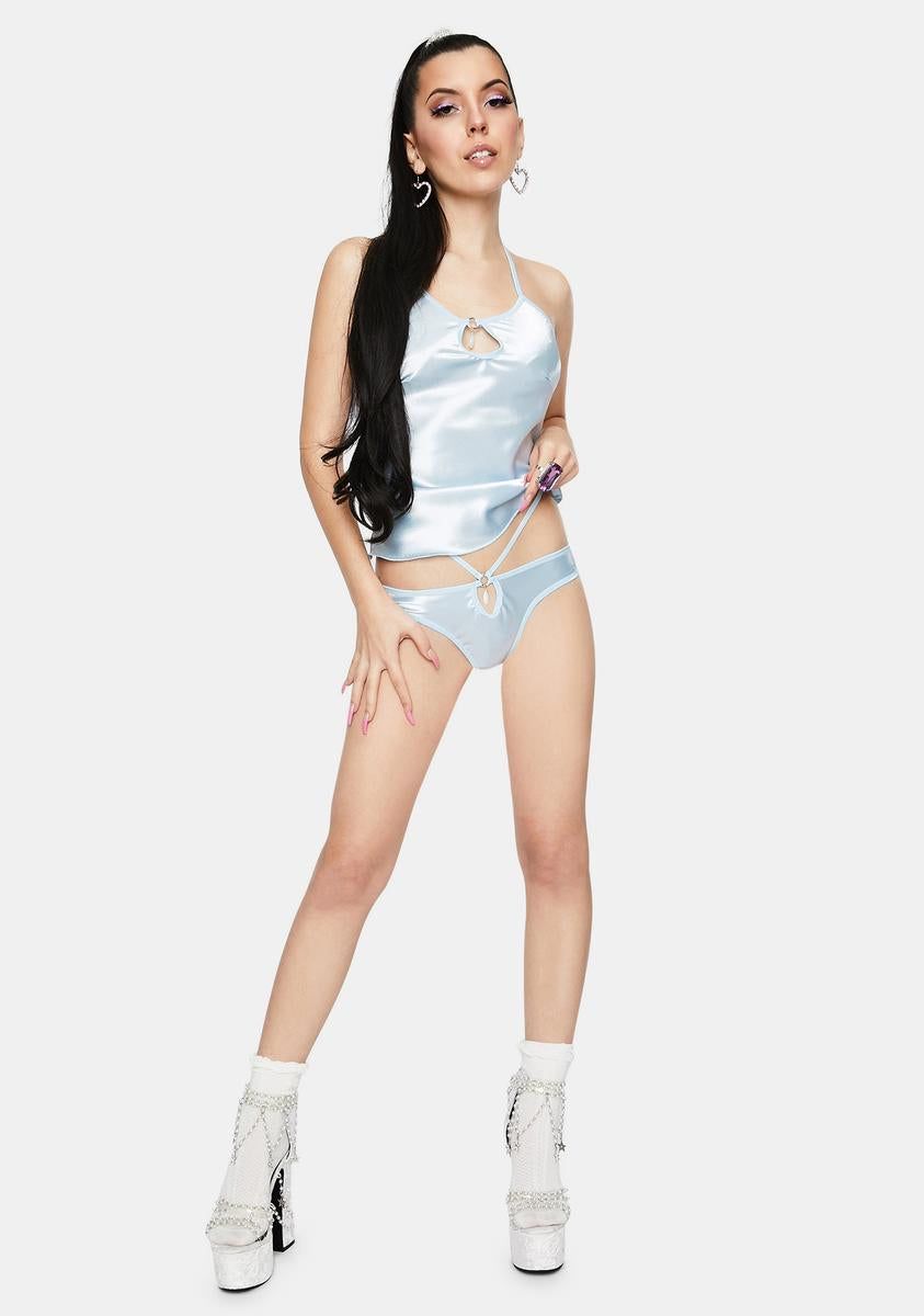 Sky Blue M Satin Gemstone Lingerie Set sold by Dolls Kill product image thumbnail 3