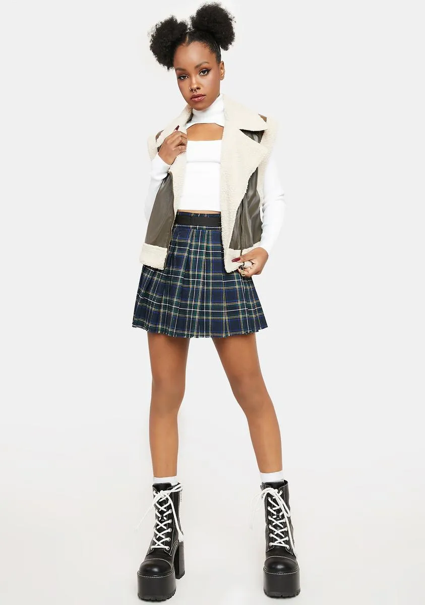 Olive Shady Players Faux Sherpa Vest sold by Dolls Kill product image thumbnail 3