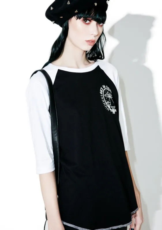 Get In Loser Raglan Top sold by Dolls Kill