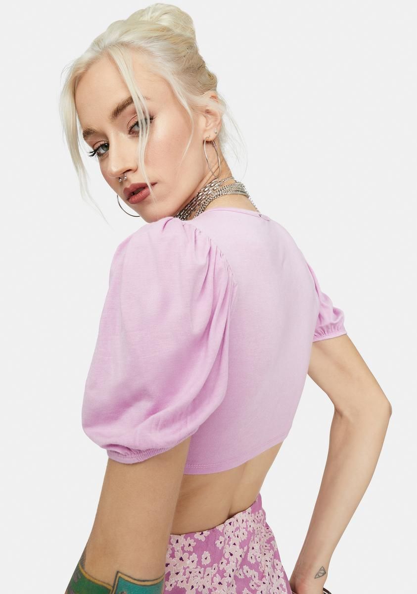 Petal Drawing A Blank Puff Sleeve Crop Top sold by Dolls Kill product image thumbnail 4